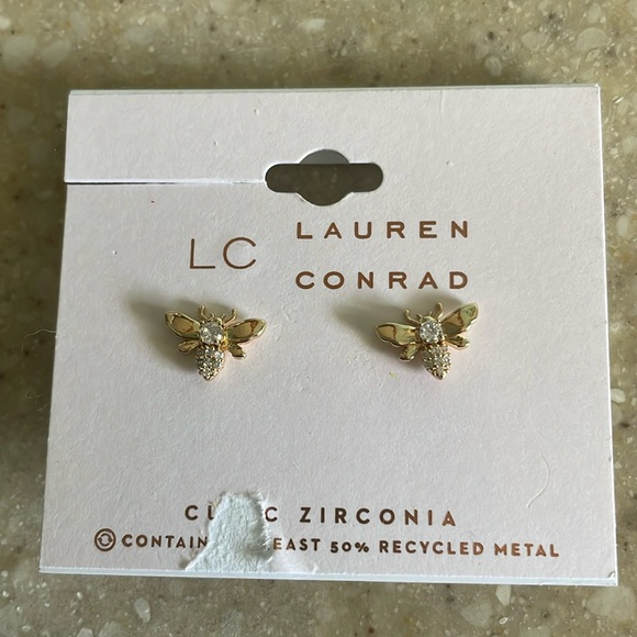 LC Lauren Conrad bee w/ cubic zirconia post earrings - Picture 2 of 4